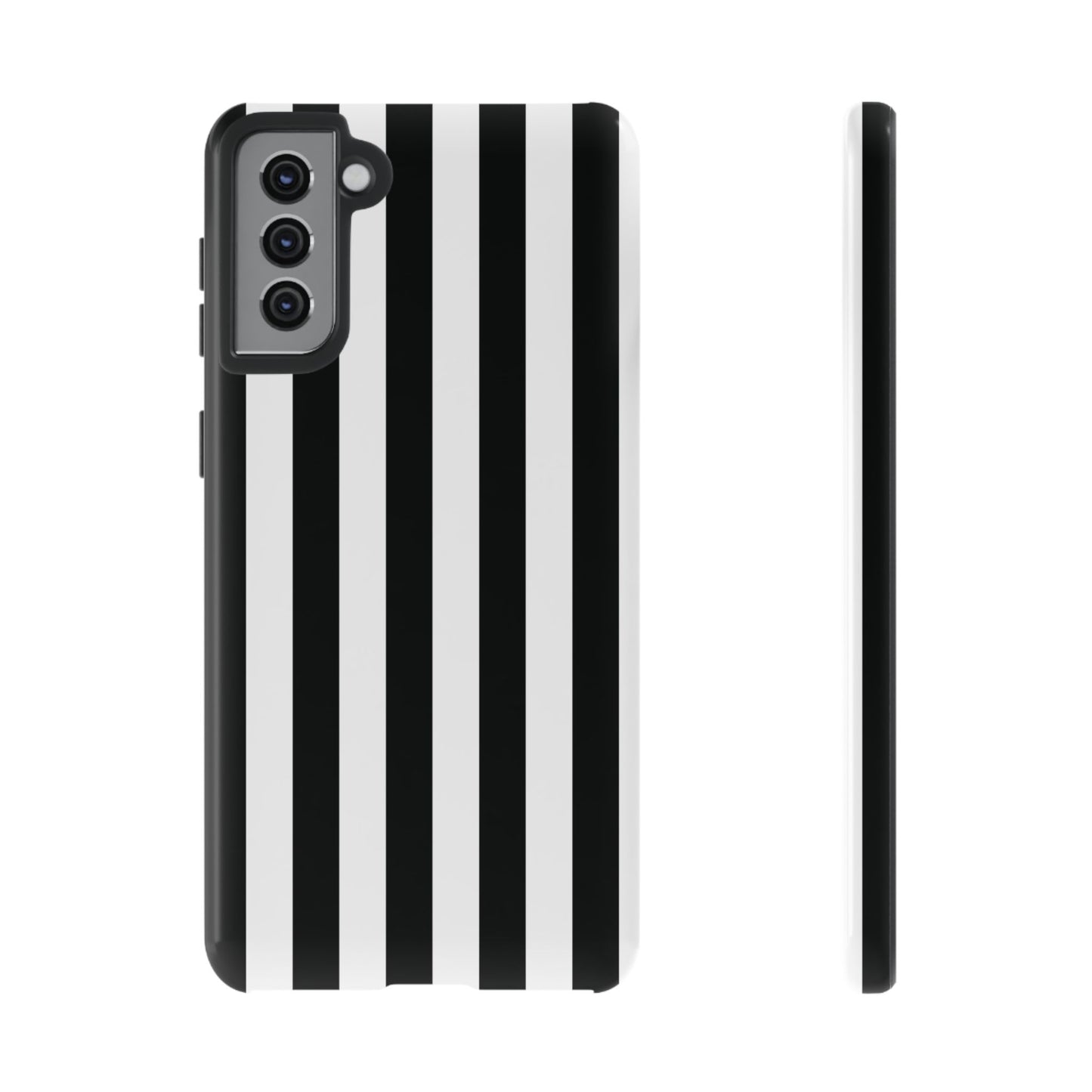 Samsung Galaxy S21 Plus / Glossy Phone Case - Simple Black & White Stripe Pattern Phone Case