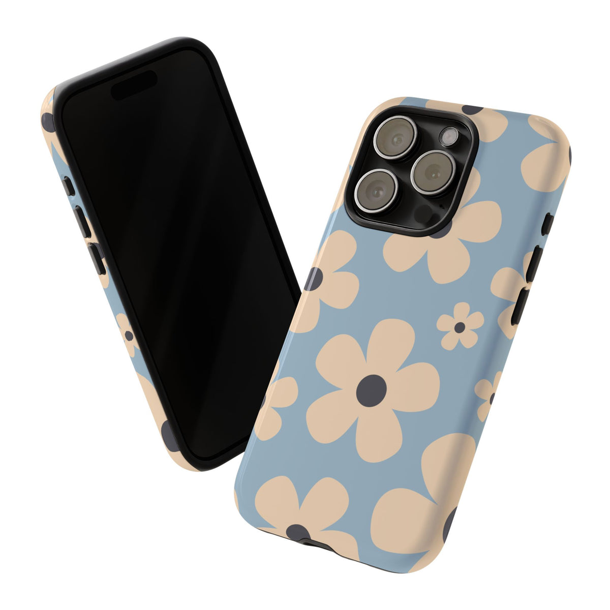Cute Light Blue & Cream Daisy Pattern Phone Case - Blue Phone Case