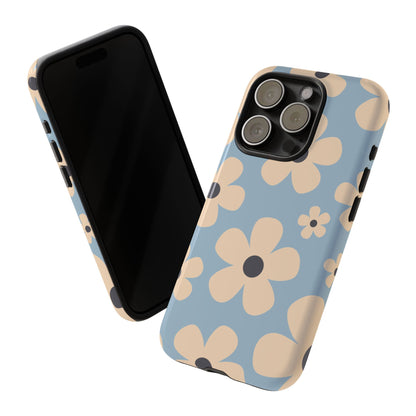Cute Light Blue & Cream Daisy Pattern Phone Case - Blue Phone Case
