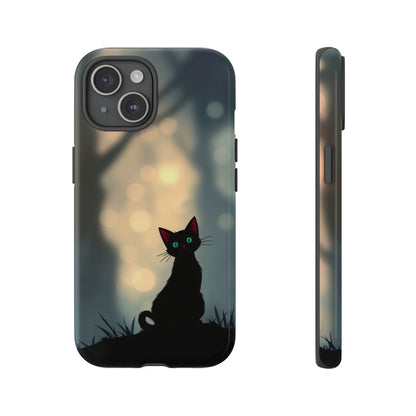 iPhone 15 / Glossy Phone Case - Gothic Cat Design Phone Case