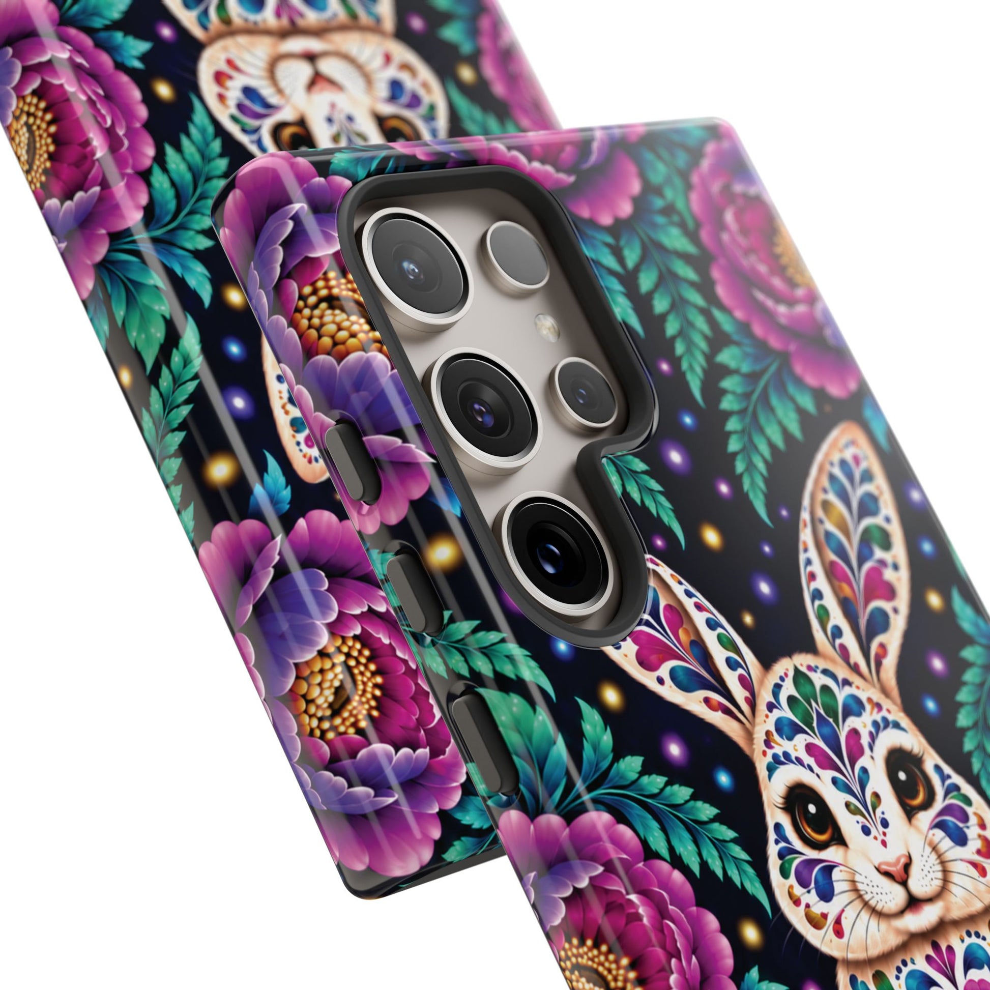 Cute Purple and Teal Calavera Bunny Phone Case - Multicolor Phone Case
