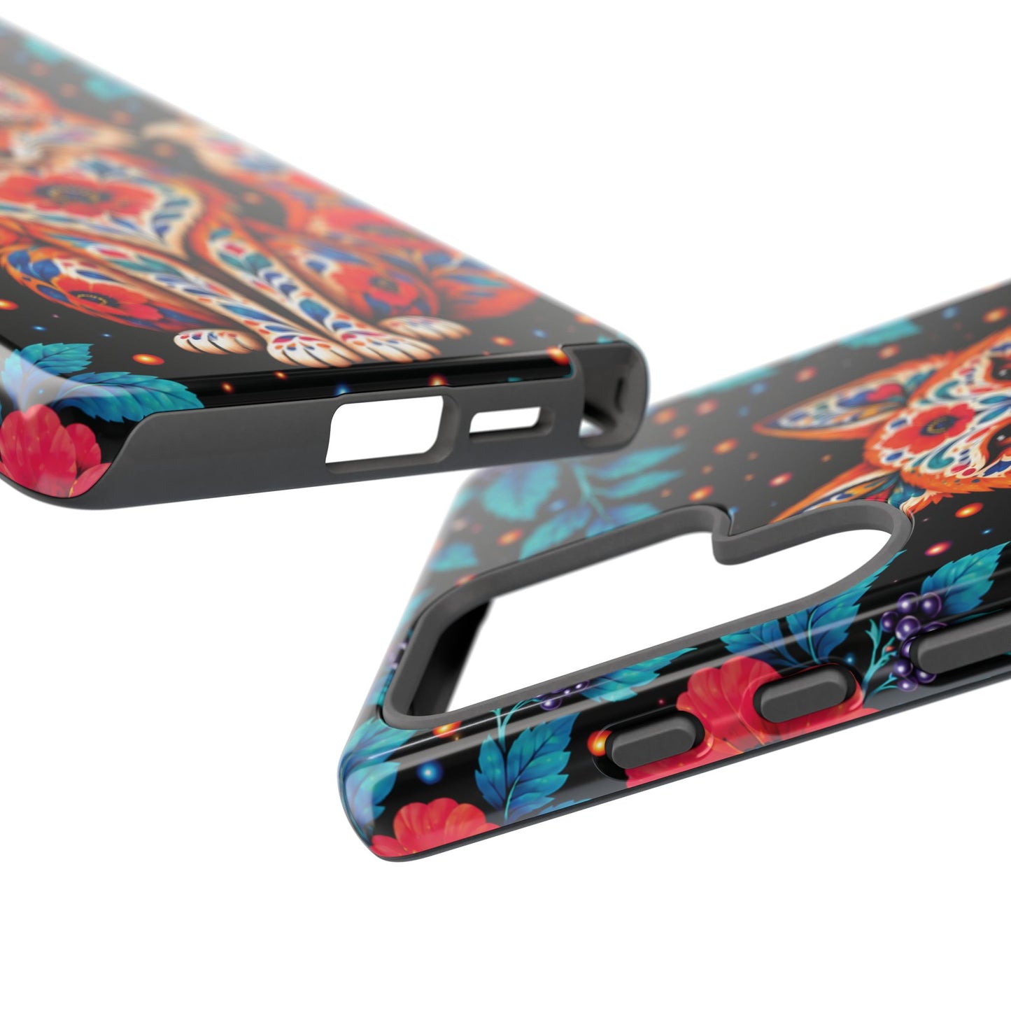 Vibrant Orange and Turquoise Calavera Fox Phone Case - Multicolor Phone Case
