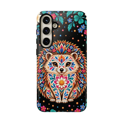 Vibrant Orange and Turquoise Calavera Hedgehog Phone Case - Multicolor Phone Case - Samsung Galaxy S24 Plus / Glossy