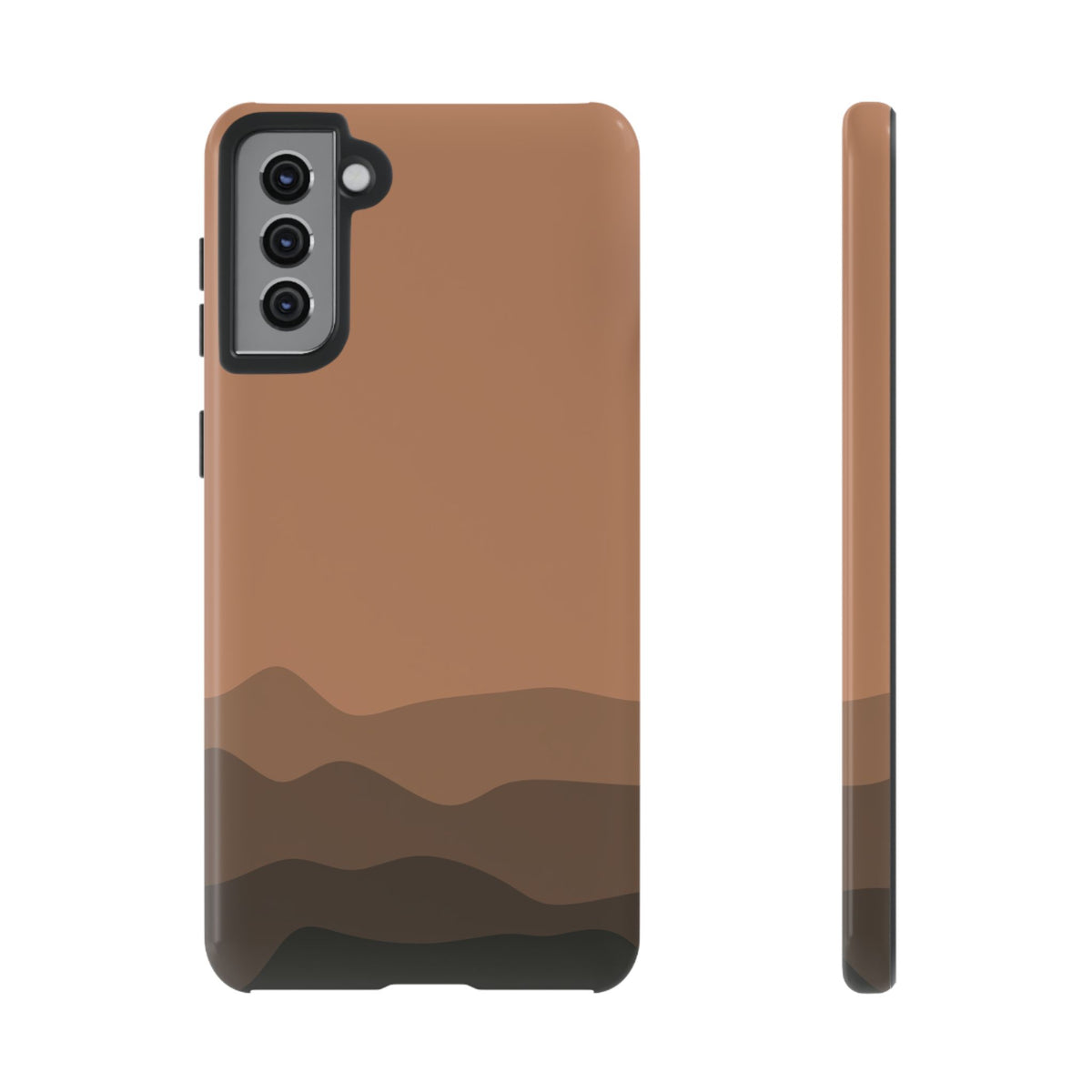 Brown Abstract Waves Protective Phone Case - Brown Phone Case - Samsung Galaxy S21 Plus / Glossy