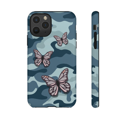 Dark Blue Butterfly Camo Phone Case - Blue Phone Case - iPhone 11 Pro / Glossy