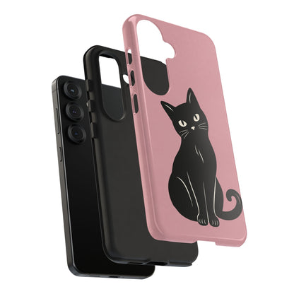 Minimalist Blush Pink & Black Cat Phone Case