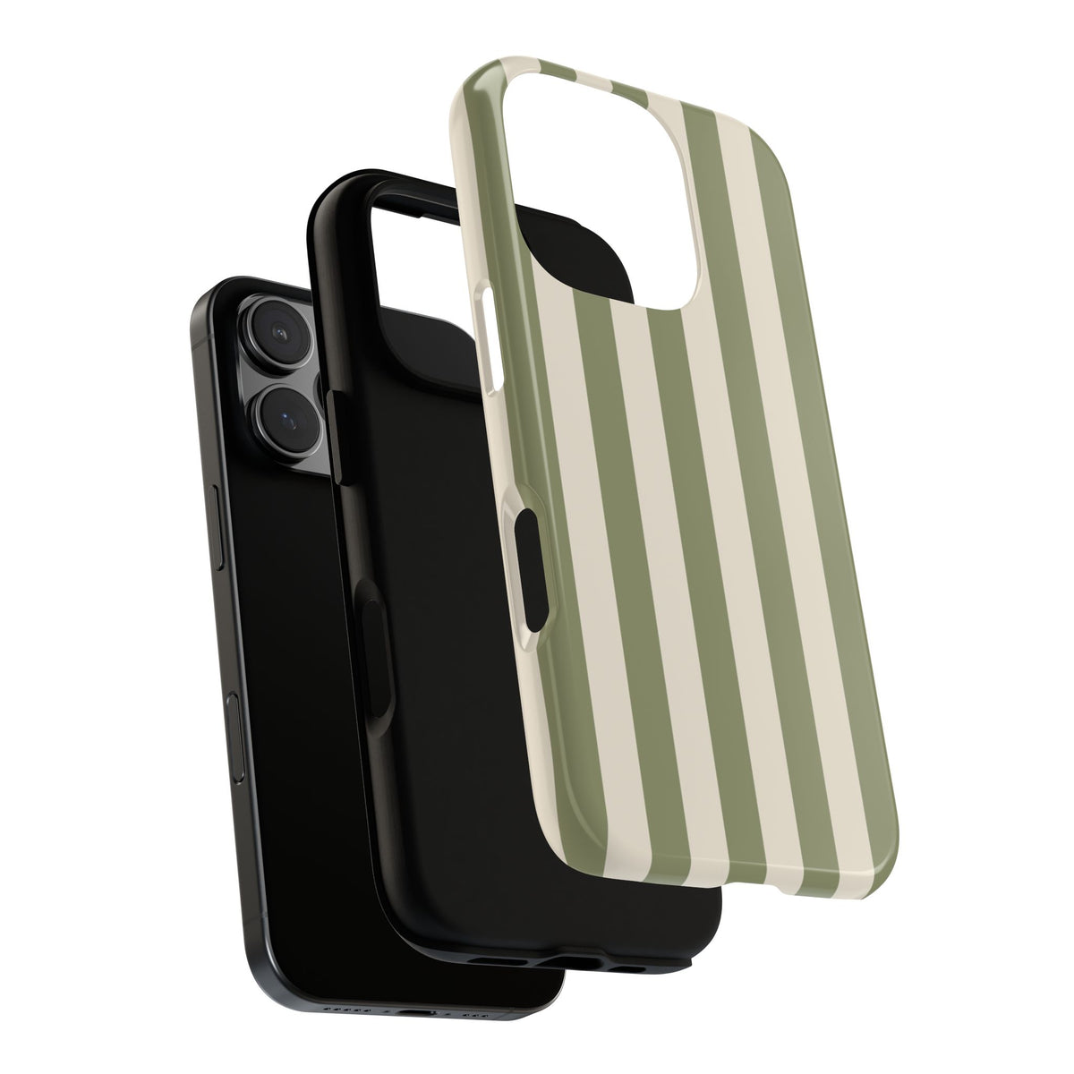 Olive & Beige Stripe Pattern Phone Case - Green Phone Case