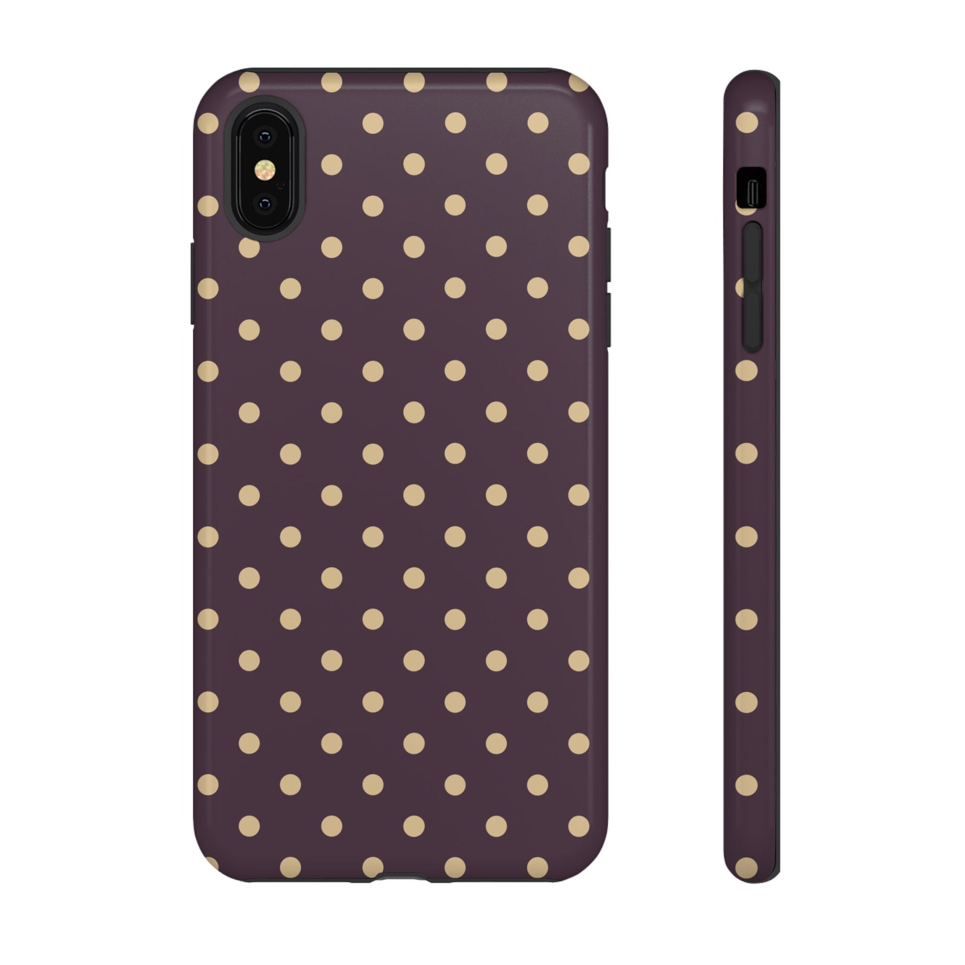 iPhone XS MAX / Glossy Phone Case - Purple with Yellow Dot Pattern Phone Case