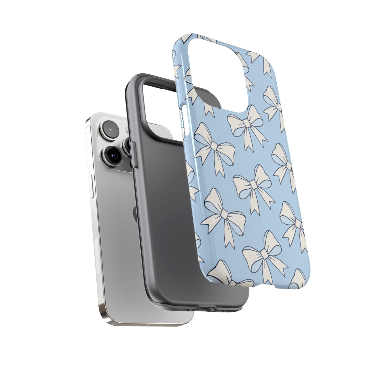 Chic Powder Blue Bow Pattern Phone Case