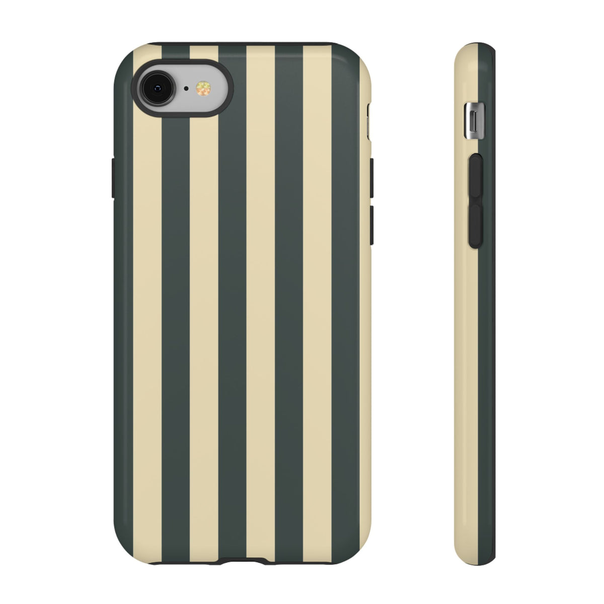 Green & Beige Stripe Pattern Phone Case - Green Phone Case - iPhone 8 / Glossy