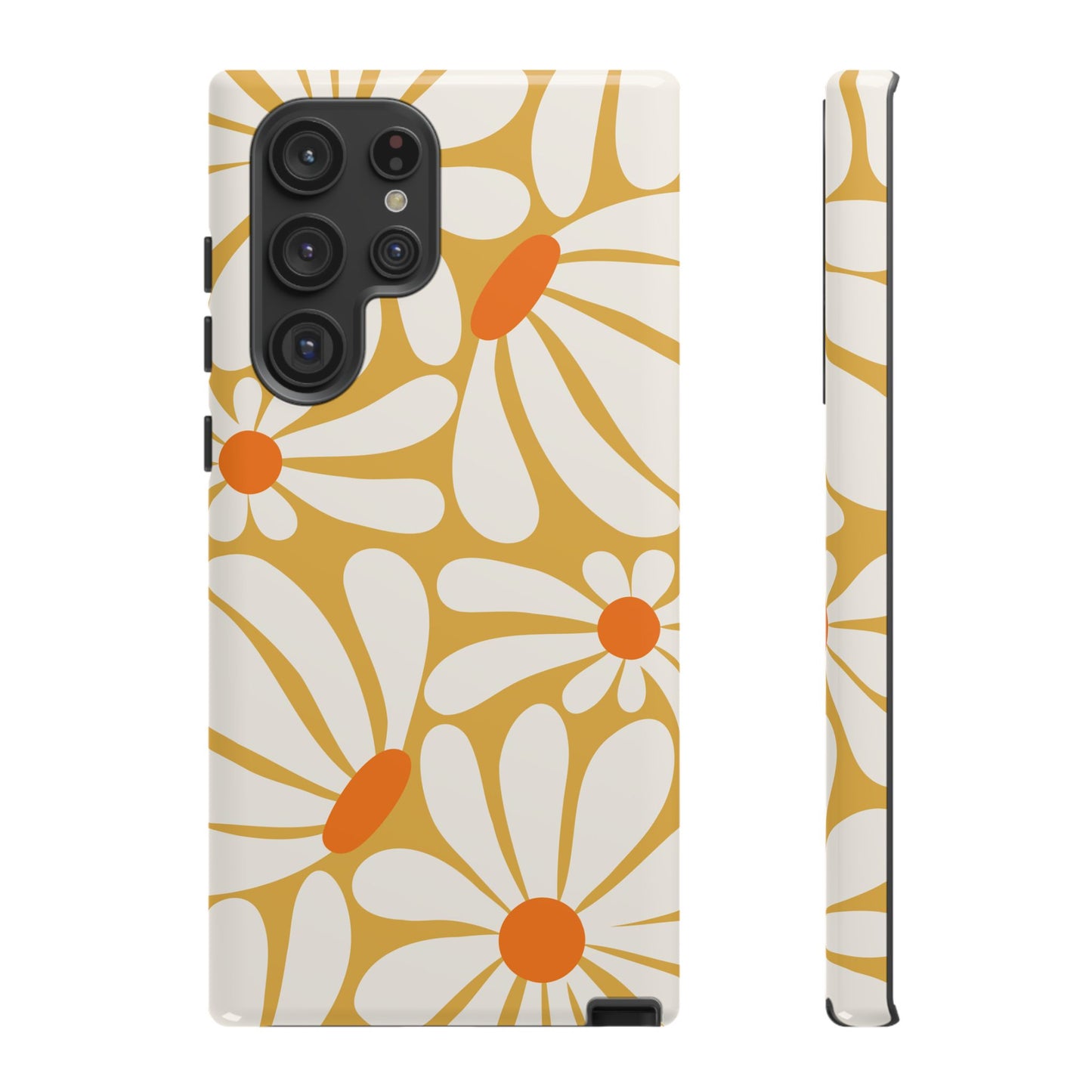 Samsung Galaxy S22 Ultra / Glossy Phone Case - Retro Yellow Daisy Pattern Phone Case
