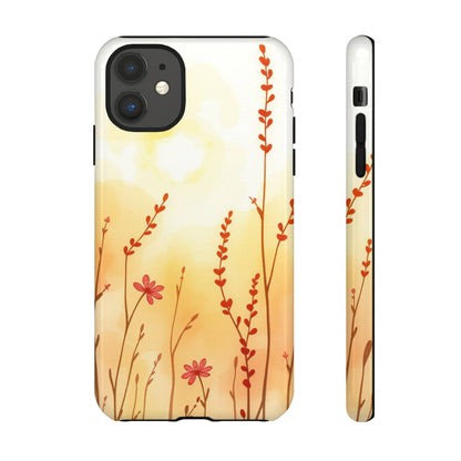 iPhone 11 / Glossy Phone Case - Boho Chic Watercolour Wildflower Dusk Pattern Phone Case