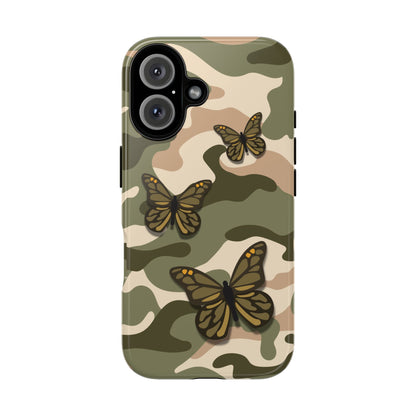 iPhone 16 / Glossy Phone Case - Green Butterfly Camo Phone Case
