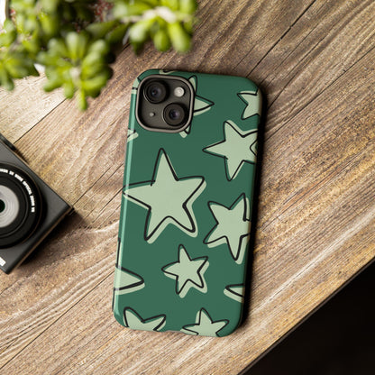 Forest Green Doodle Star Phone Case