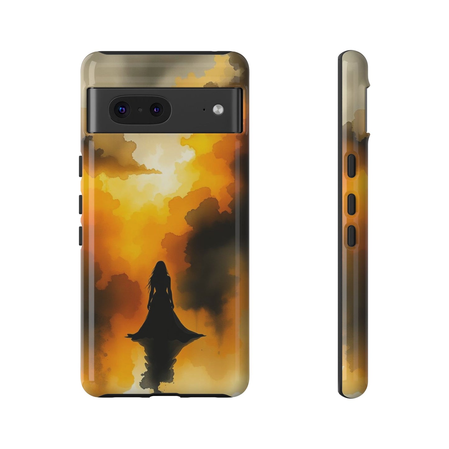 Google Pixel 7 / Glossy Phone Case - Watercolour Gothic Woman in Black Phone Case