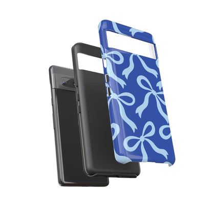Bold Cobalt Blue and Powder Blue Bow Pattern Phone Case - Blue Phone Case