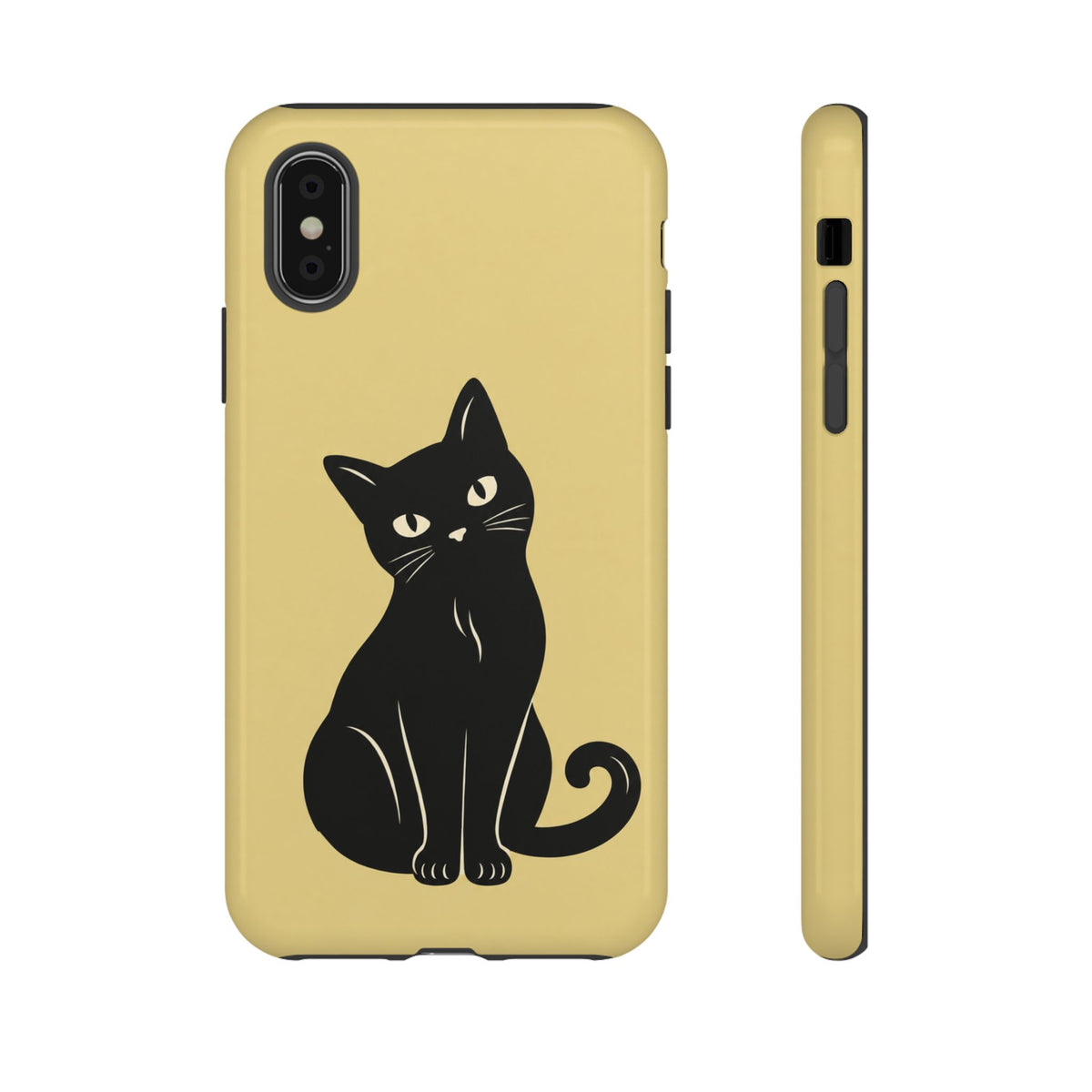Minimalist Butter Yellow & Black Cat Phone Case
