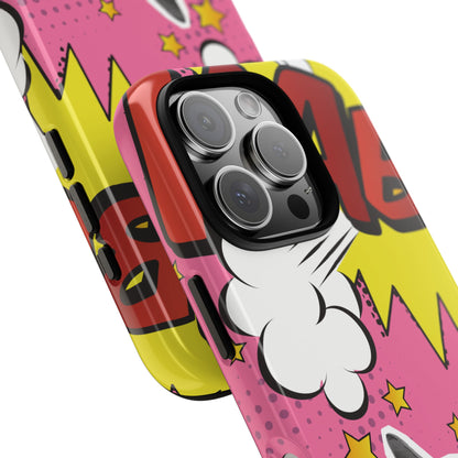 Bold Pink Pop Art Cat Phone Case - Pink Phone Case