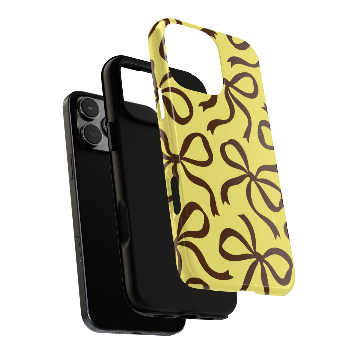 Bold Butter Yellow and Chocolate Brown Bow Pattern Phone Case