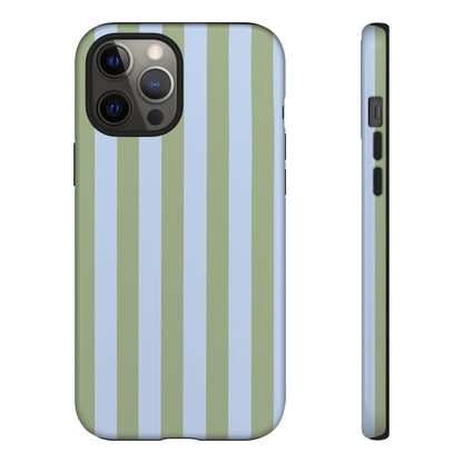Trendy Ice Blue & Green Stripe Pattern Phone Case - Blue Phone Case - iPhone 12 Pro Max / Glossy