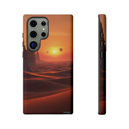 Twin Suns Desert World Sci-fi Phone Case - Orange Phone Case - Samsung Galaxy S23 Ultra / Glossy