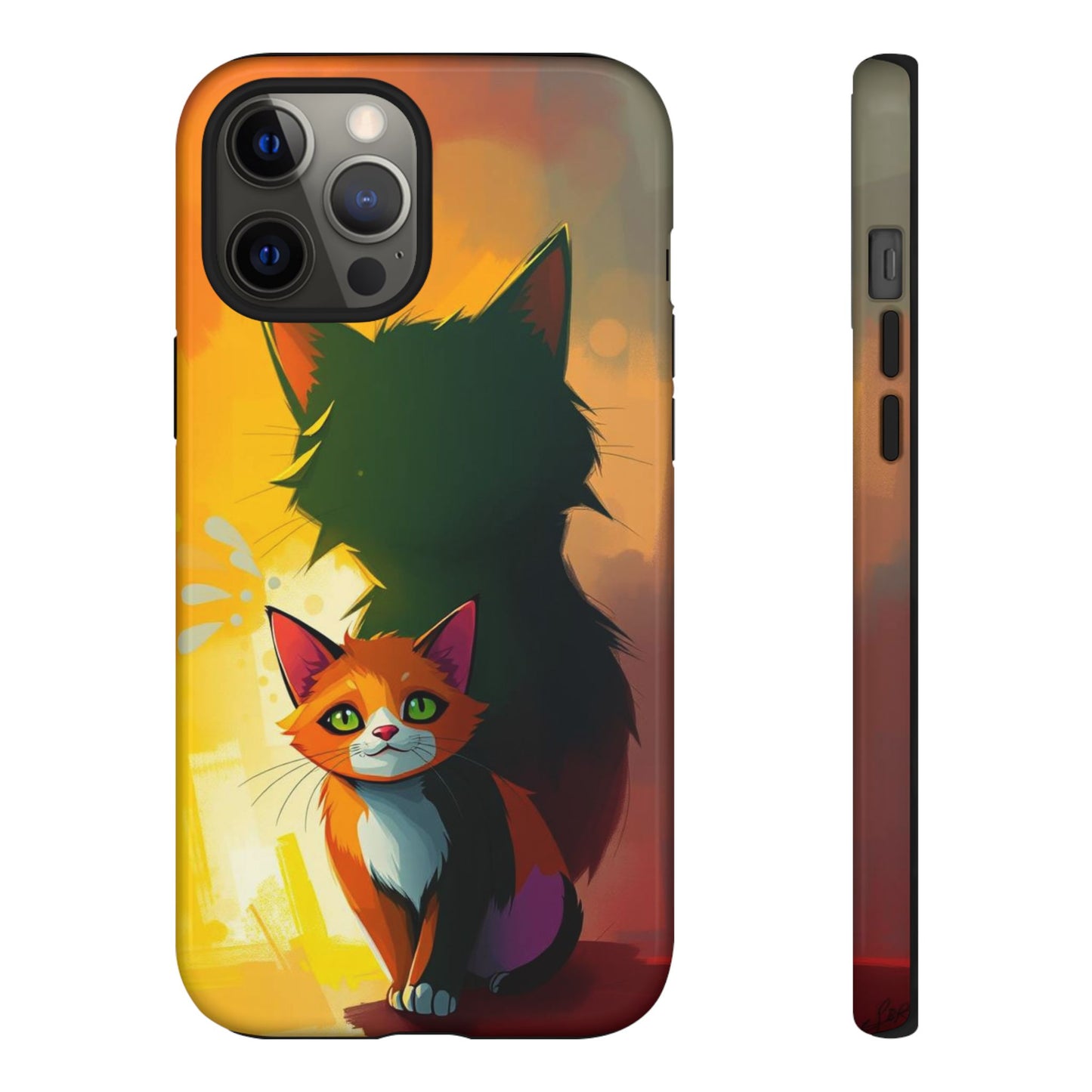 iPhone 12 Pro Max / Glossy Phone Case - Acrylic Style Shadow Cat Design Phone Case