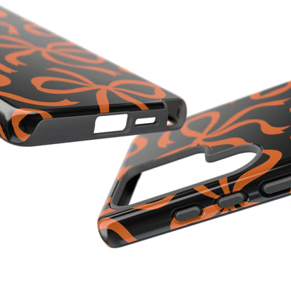 Bold Black and Burnt Orange Bow Pattern Phone Case