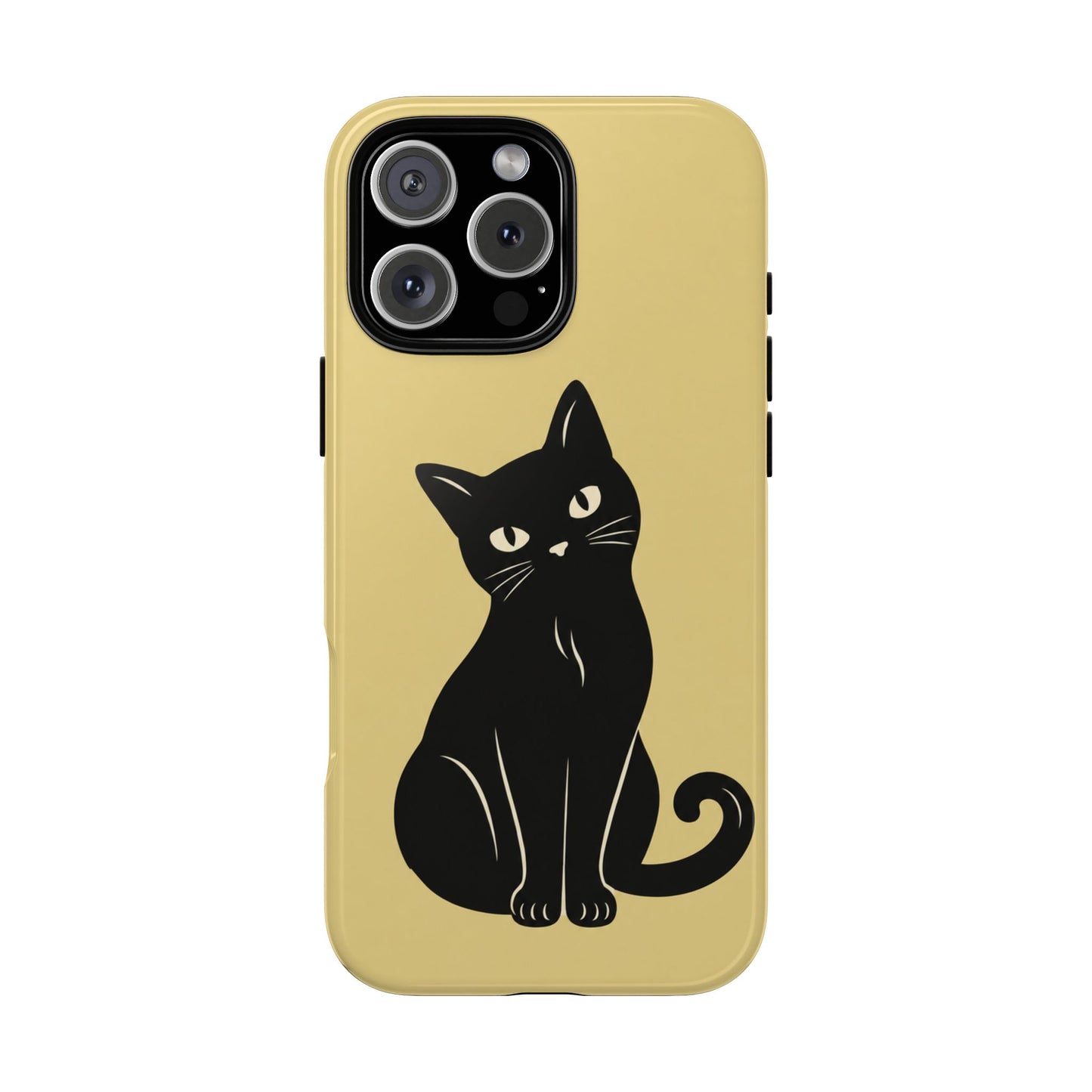 Minimalist Butter Yellow & Black Cat Phone Case