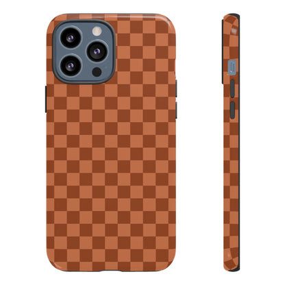 Bold Brown Small Checked Pattern Phone Case - Brown Phone Case - iPhone 13 Pro Max / Glossy