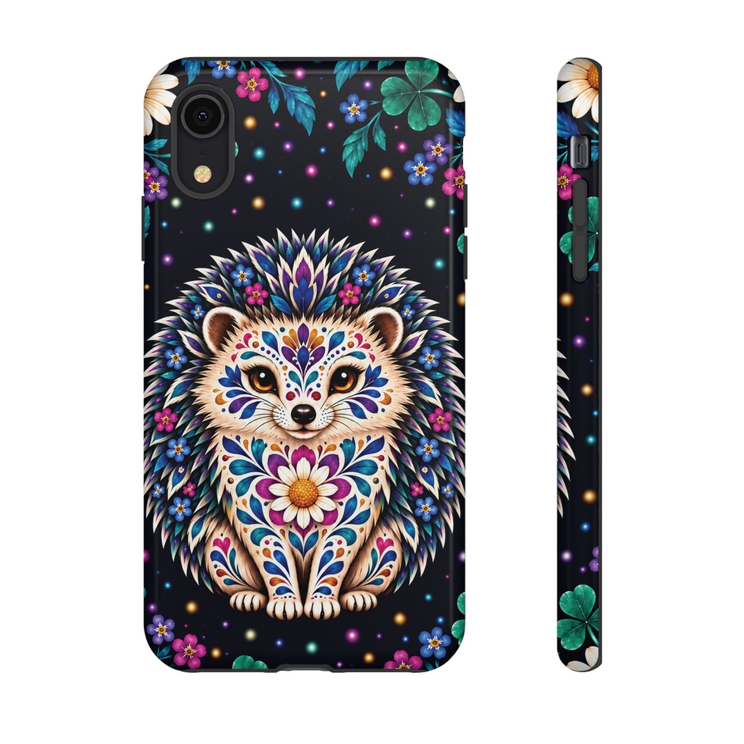 Vibrant Purple and Teal Calavera Hedgehog Phone Case - Multicolor Phone Case - iPhone XR / Glossy