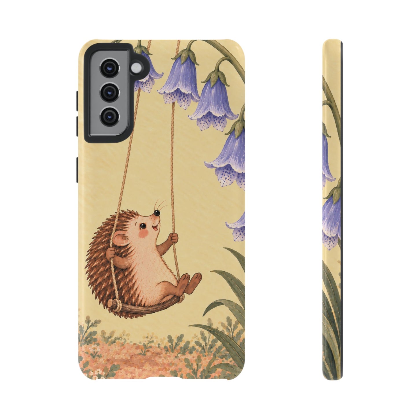 Whimsical Buttercream Hedgehog and Bluebell Phone Case - Yellow Phone Case - Samsung Galaxy S21 Plus / Glossy