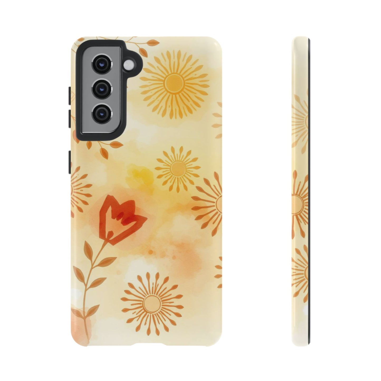 Samsung Galaxy S21 / Glossy Phone Case - Boho Chic Watercolour Pattern Phone Case