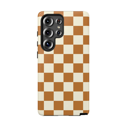 Orange & White Checked Pattern Phone Case - Orange Phone Case - Samsung Galaxy S25 Ultra / Glossy