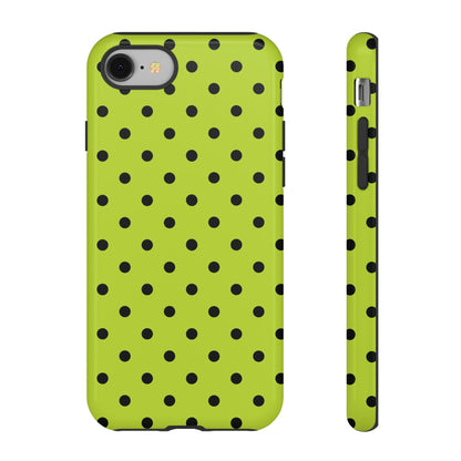 Trendy Neon Lime Green & Black Dot Pattern Phone Case