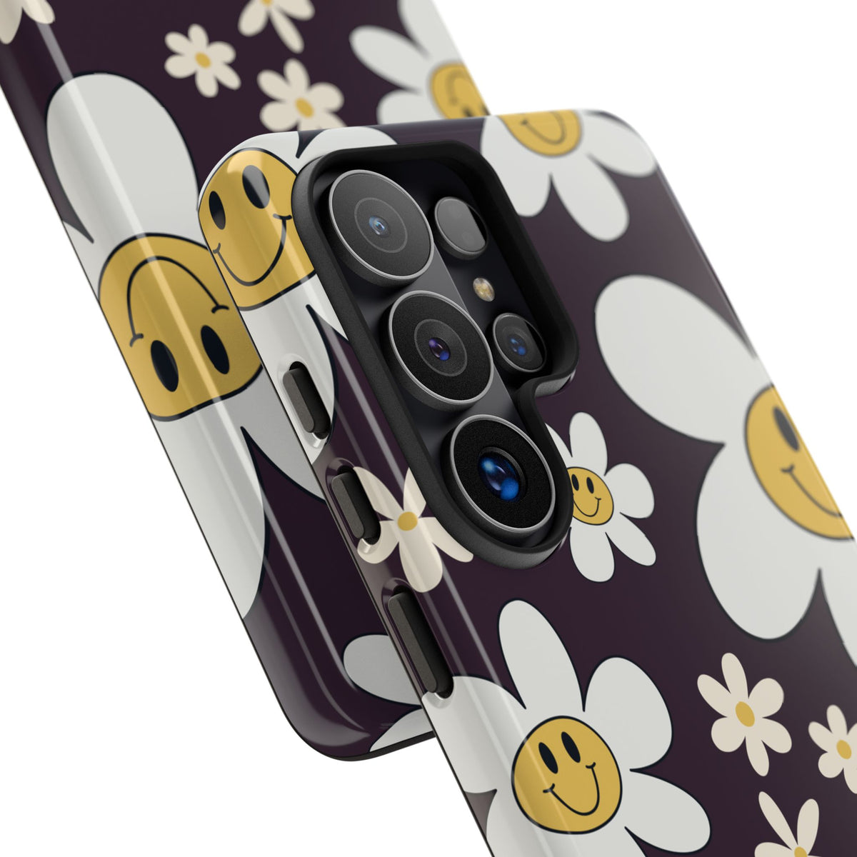 Fun Retro Daisy Pattern with Purple Background Phone Case - Purple Phone Case