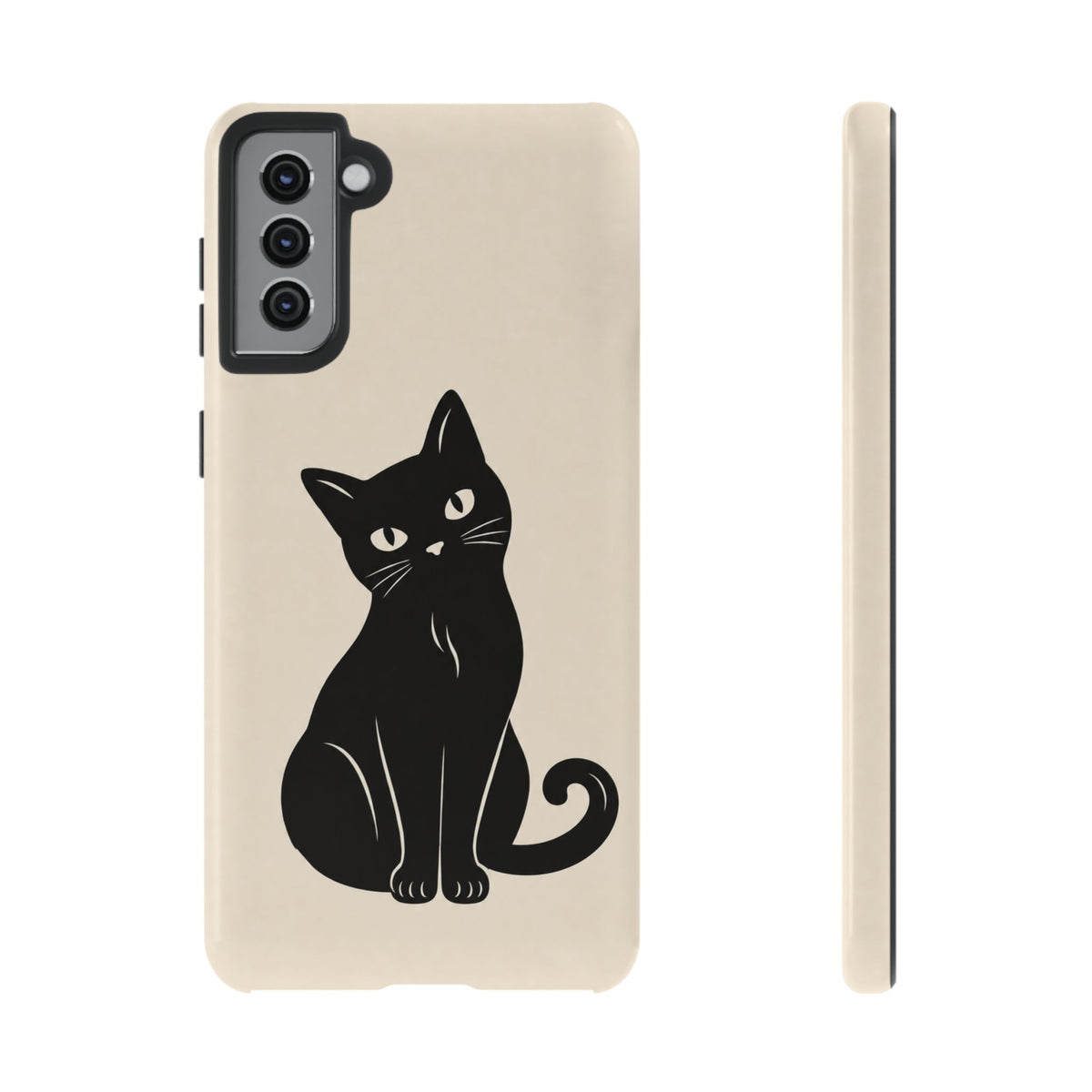 Minimalist Cream & Black Cat Phone Case