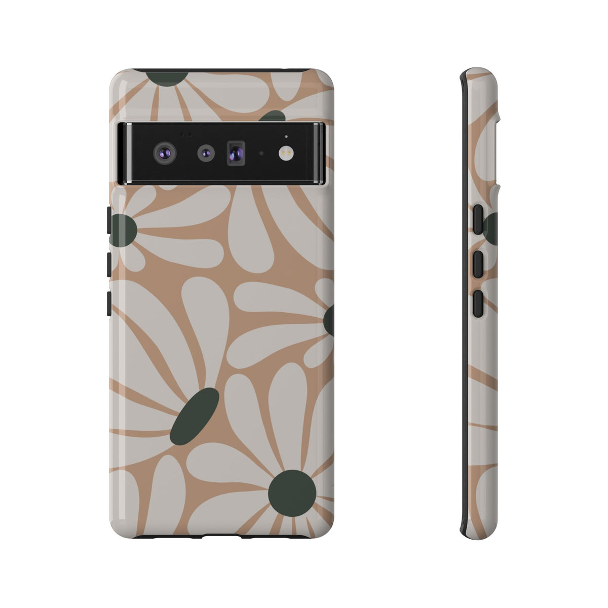 Retro Beige & White Daisy Pattern Phone Case - Beige Phone Case - Google Pixel 6 Pro / Glossy