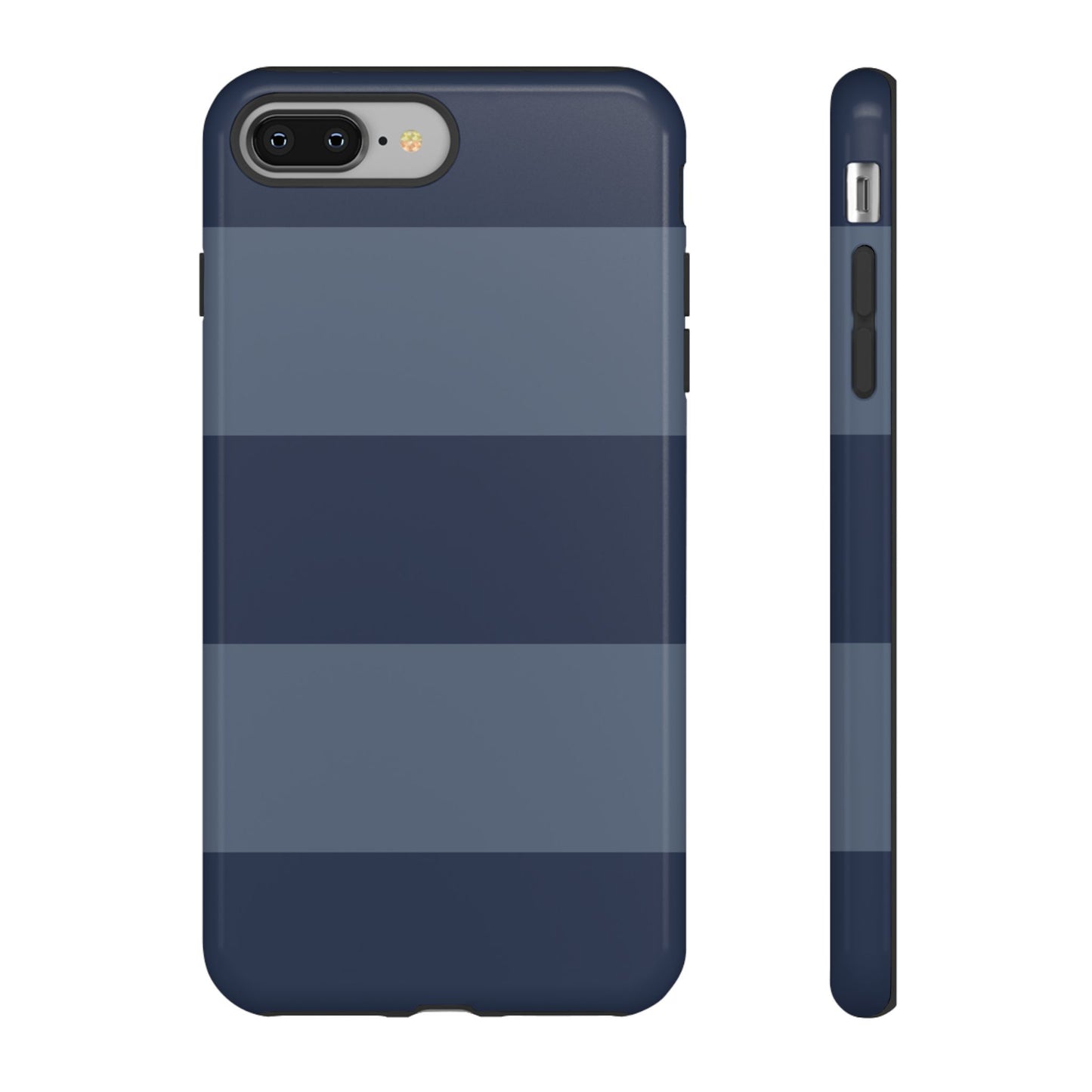 Dark Blue Horizontal Stripe Pattern Phone Case - Blue Phone Case - iPhone 8 Plus / Glossy