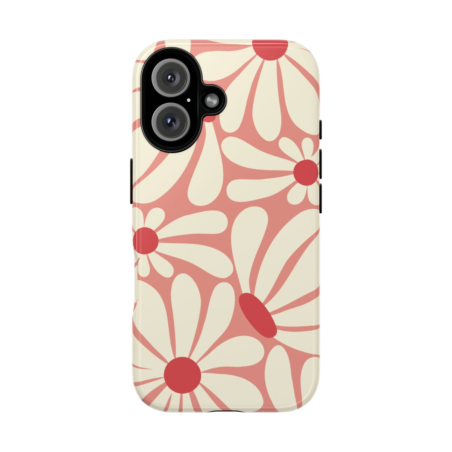 iPhone 16 / Glossy Phone Case - ’Retro Pink Daisy Pattern’ Phone Case