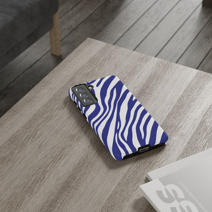Modern Electric Blue Zebra Print Phone Case