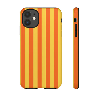 iPhone 11 / Glossy Phone Case - Trendy Orange & Yellow Stripe Pattern Phone Case