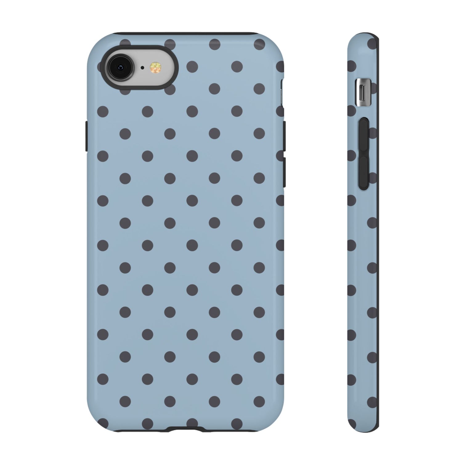 Light Blue with Dark Blue Dot Pattern Phone Case