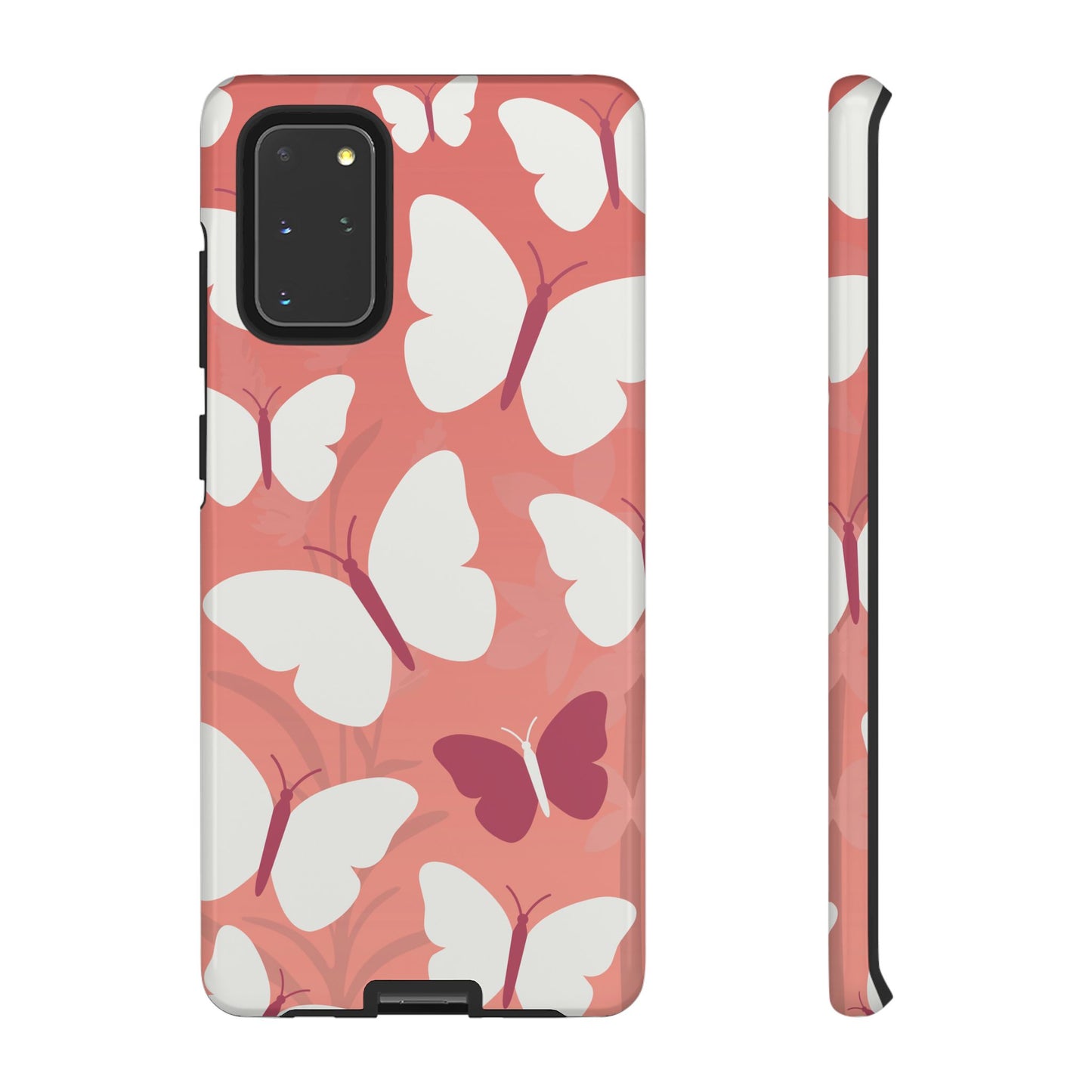 Samsung Galaxy S20+ / Glossy Phone Case - Minimalist Pink Butterfly Pattern Phone Case