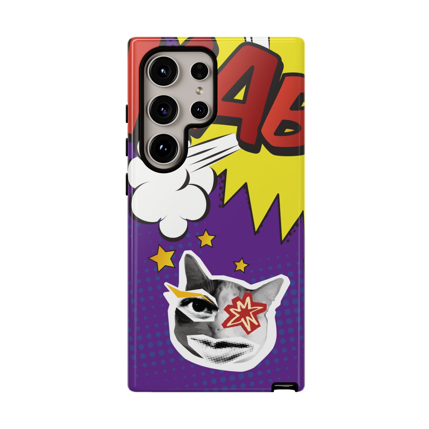 Bold Purple Pop Art Cat Phone Case - Purple Phone Case - Samsung Galaxy S24 Ultra / Glossy
