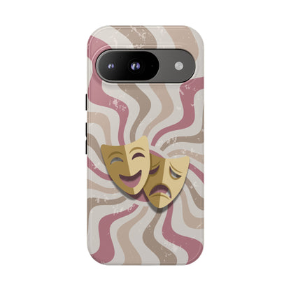Comedy & Tragedy Masks – Pink Minimal Retro Wave Phone Case - Pink Phone Case - Google Pixel 9 / Glossy