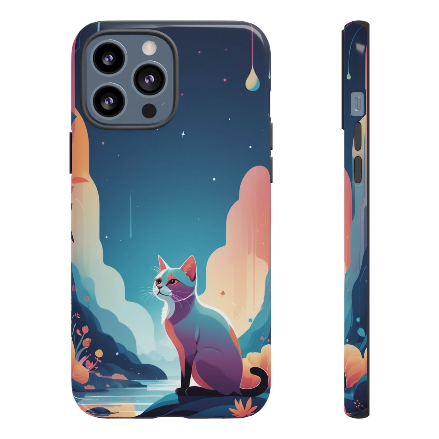 iPhone 13 Pro Max / Glossy Phone Case - Stylised Cat Design Phone Case
