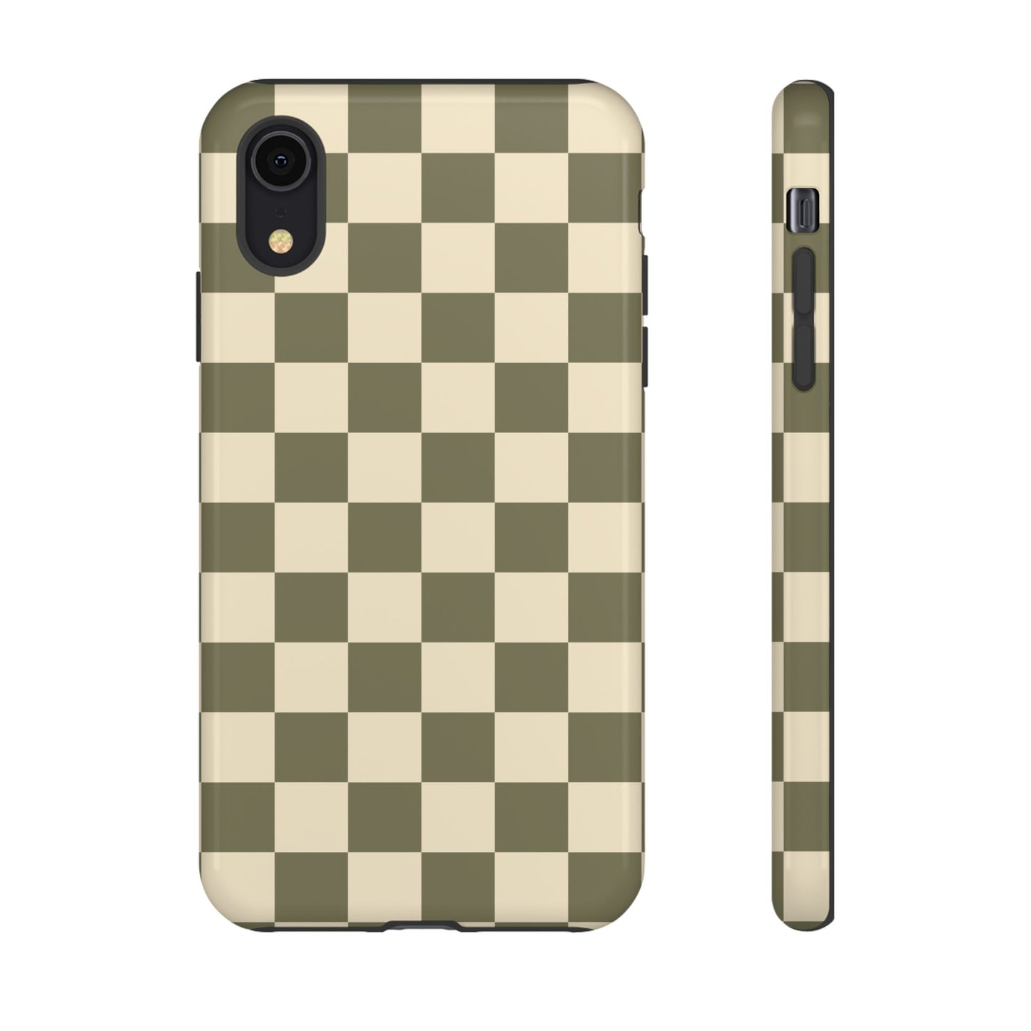 iPhone XR / Glossy Phone Case - ’Green Checkered Pattern’ Phone Case