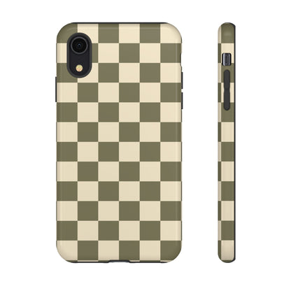 iPhone XR / Glossy Phone Case - ’Green Checkered Pattern’ Phone Case