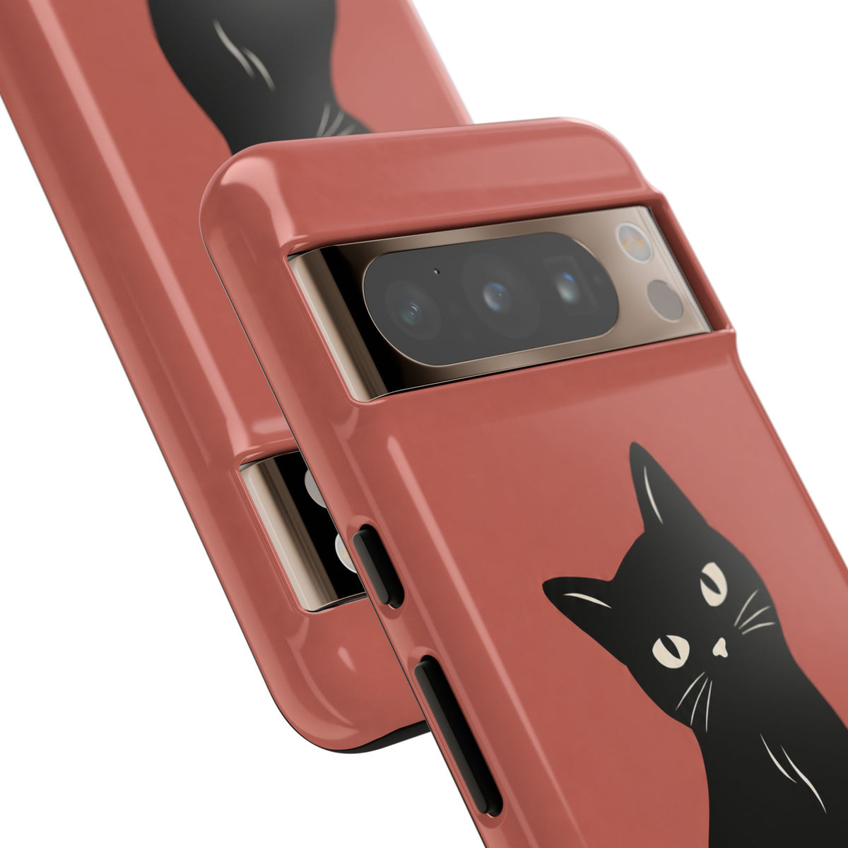 Minimalist Coral Red & Black Cat Phone Case