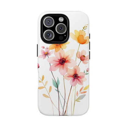 iPhone 16 Pro / Glossy Phone Case - Boho Chic Watercolour Blooms Design Phone Case